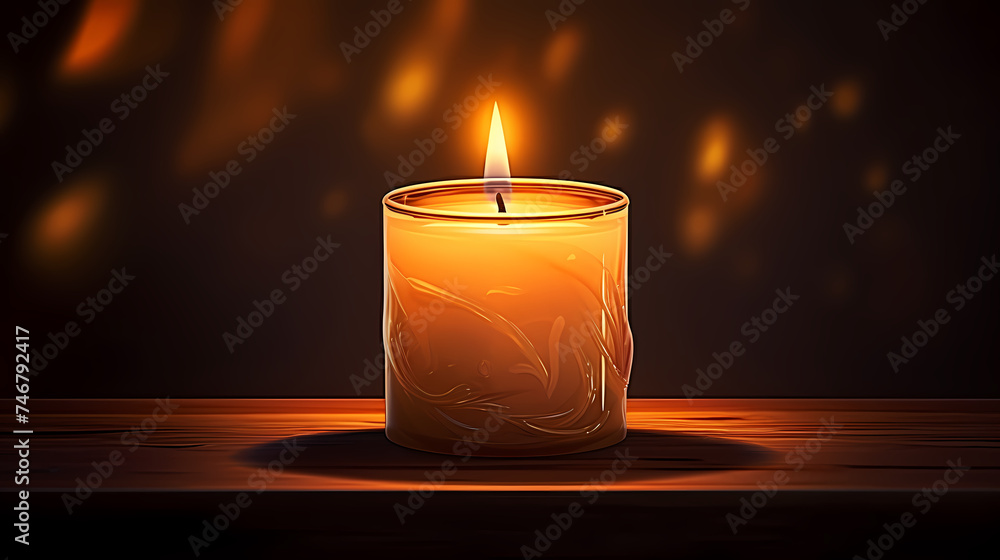 Close up of burning candle with blurred background and copy space for text Close up of burning candle with blurred background and copy space for text