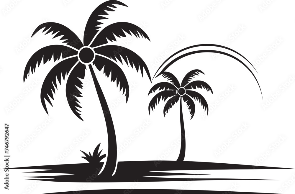 Palm Paradise Vector Black Emblem of Seaside Retreat Beachfront Serenity Iconic Black Logo Design of Palm Tree Outline