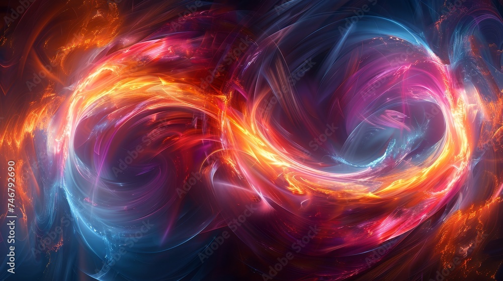 Futuristic abstract features neon energy, metallic textures, and dynamic geometric patterns in a vibrant display. Futuristic abstract features neon energy, metallic textures, and dynamic geometric patterns in a vibrant display.