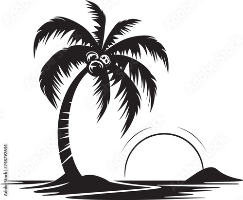 Beachfront Serenity Iconic Black Logo Design of Palm Tree Outline Coastal Haven Vector Graphic of Seashore Palm Tree Silhouette