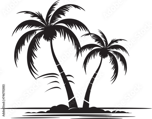 Coastal Essence Vector Graphic of Tropical Palms Palm Paradise Black Logo Design of Beachside Tranquility