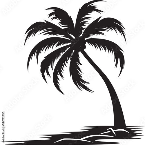 Seashore Serenity Vector Black Emblem of Palm Tree Silhouette Beachfront Bliss Iconic Black Logo Design of Seaside Symbol