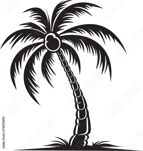 Palm Paradise Black Logo Design of Beachside Tranquility Seashore Serenity Vector Black Emblem of Palm Tree Silhouette