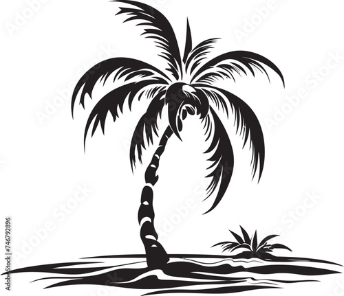 Beachfront Bliss Iconic Black Logo Design of Seaside Symbol Palm Coastline Vector Graphic of Coastal Palms