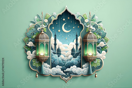 Ramadan kareem concept design, happy ramadan holiday, crescent and candle design, greetings islamic world, celebrating ramadan.