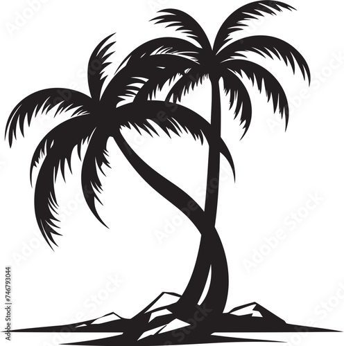 Coastal Elegance Vector Palm Tree and Beachfront Scene Tranquil Tides Black Icon of Palm and Ocean Outline