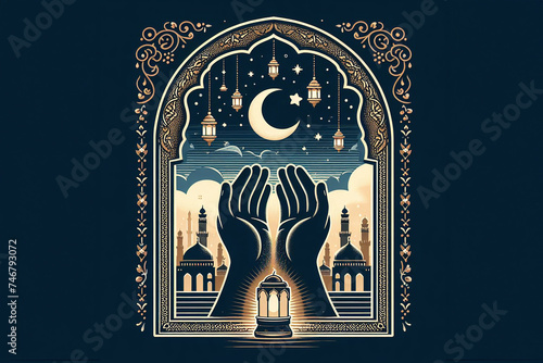 Ramadan kareem concept design, happy ramadan holiday, crescent and candle design, greetings islamic world, celebrating ramadan.