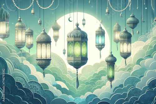 Ramadan kareem concept design, happy ramadan holiday, crescent and candle design, greetings islamic world, celebrating ramadan.