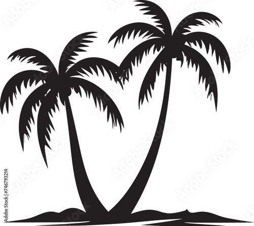 Palm Horizon Vector Beach and Palm Tree Silhouette Logo Tropical Tranquility Black Logo of Palm and Seashore Outline