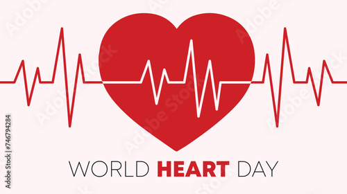  Celebrate World Heart Day. world heart day medical poster with heartbeat design 