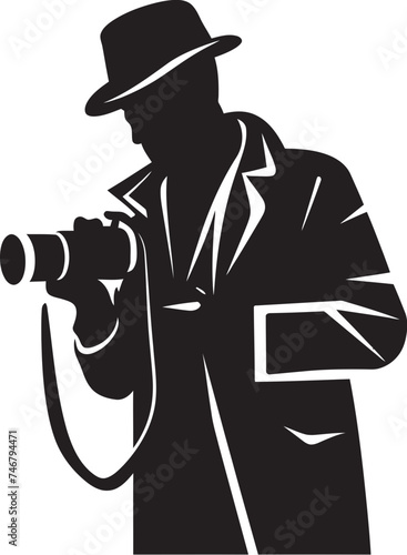 LensLines Sleek Vector Black Logo of Photographers Icon FrameFocus Iconic Thick Line Art Emblem for Photography