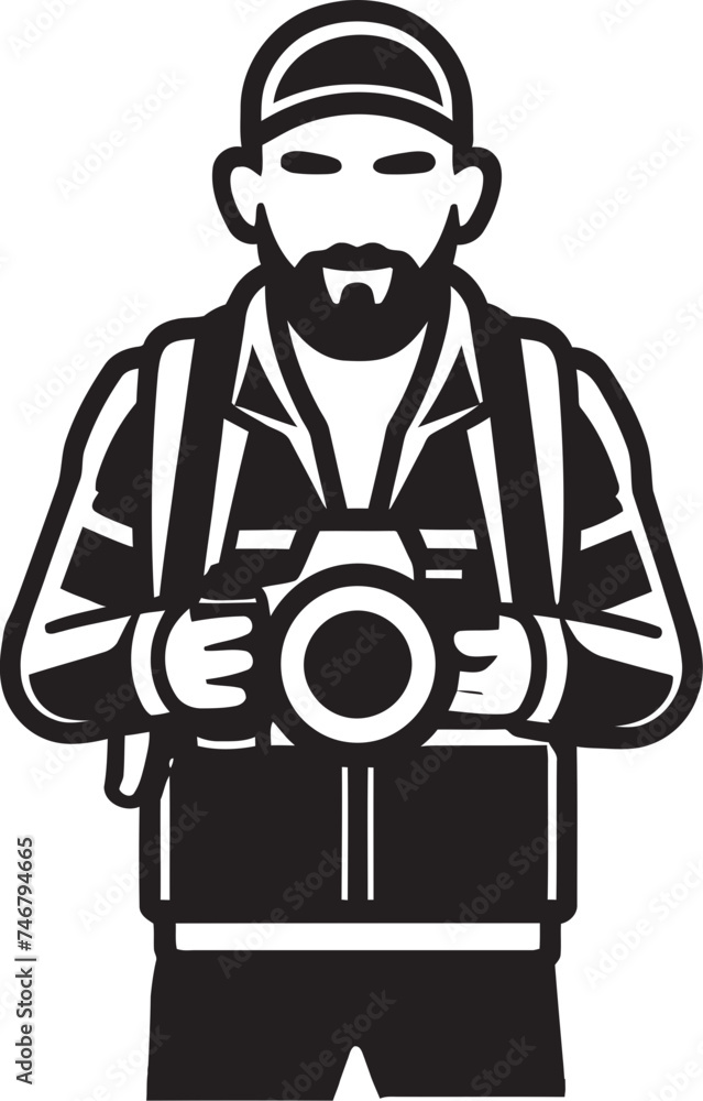 FrameFocus Vector Graphic of Photographers Black Logo SnapScribe Sleek Vector Thick Line Art Icon for Photography