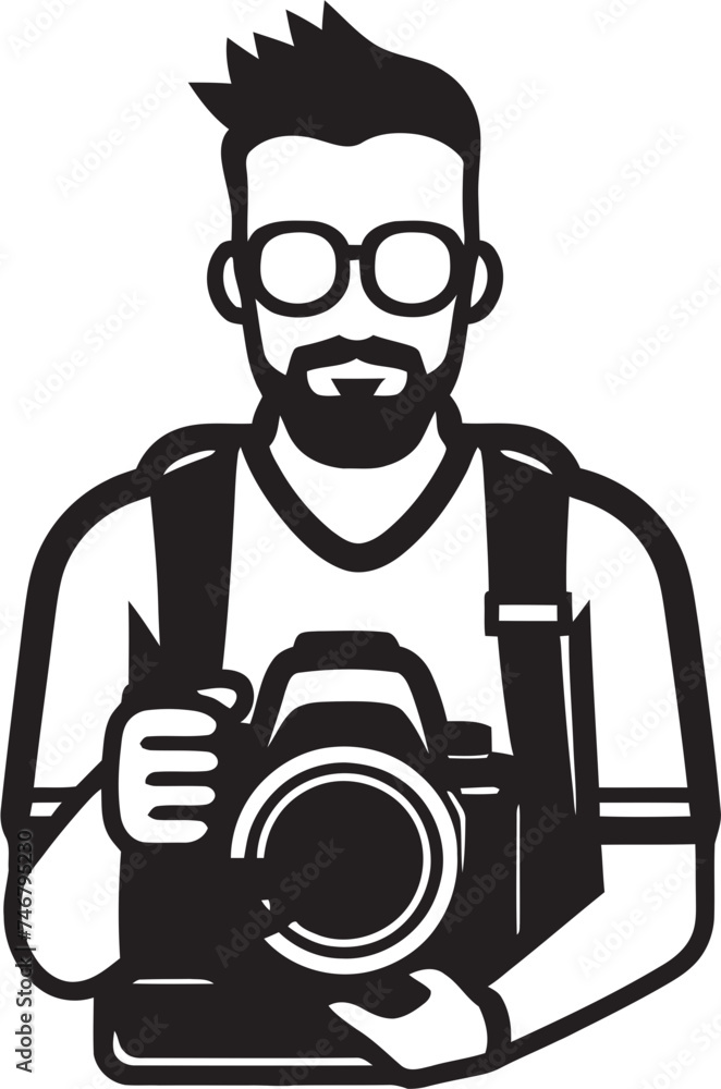 SnapCraft Iconic Black Logo of Photographers Line Art FocusFrame Sleek Thick Line Art Photographer Symbol