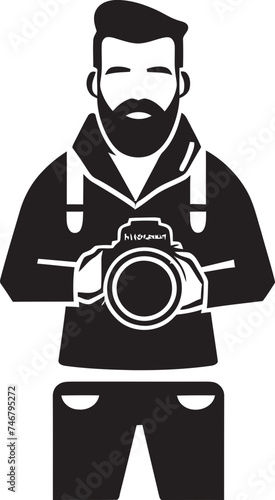 Frame Fashioner Black Logo of Photographer Thick Line Art Snapshot Sensation Iconic Vector Photographer Line Art Symbol