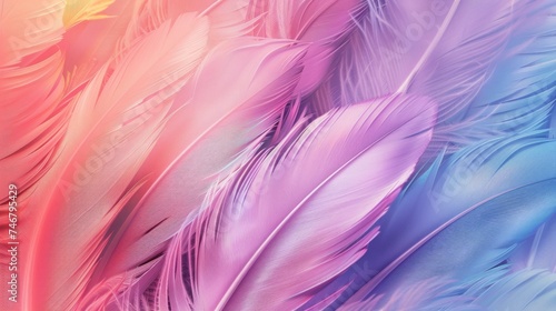 Vibrant Feather Mosaic on Soft Color Fields Generative AI