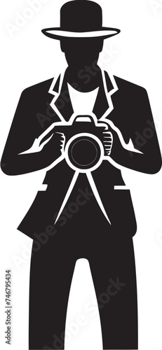 Capture Crusader Iconic Black Logo of Photographer Thick Line Art Aperture Artisan Vector Graphic of Photographer Line Art Icon