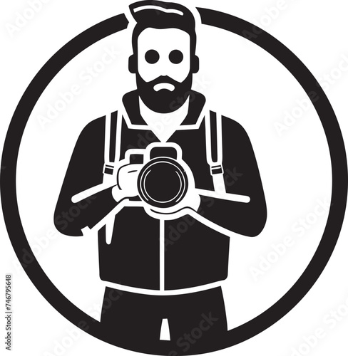 Lens Legend Black Logo Design of Photographer Thick Line Art Frame Fashioner Iconic Vector Photographer Line Art Symbol