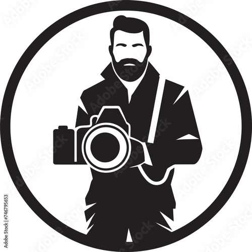Frame Fashioner Iconic Vector Photographer Line Art Symbol Snapshot Sensation Black Logo of Photographer Thick Line Art