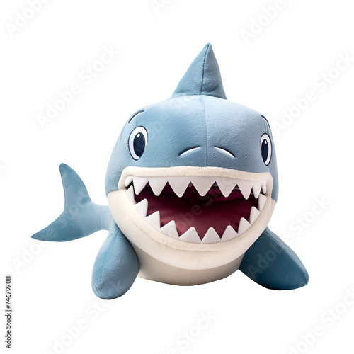 Cute Plush Shark Soft Toy, Isolated on Transparent Background, PNG