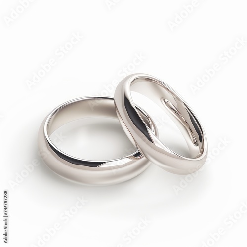 Elegant Wedding Rings on Pure White Background Generative AI