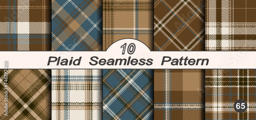Set seamless vector check plaid colored pattern.