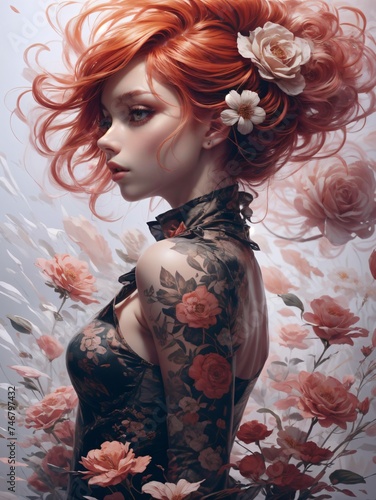 portrait of a woman with flowers