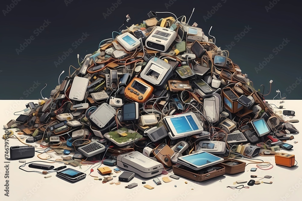 A large pile of electronic waste A large pile of electronic waste