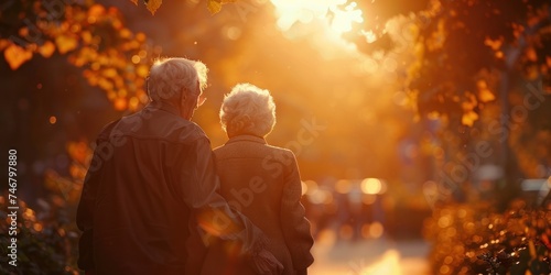 couple walking together at a party in the sun