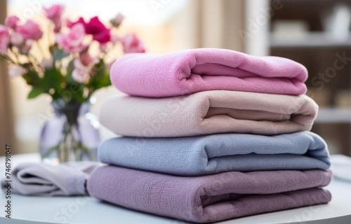towel folding in white bed