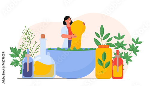 Doctor with herbal medicine vector concept