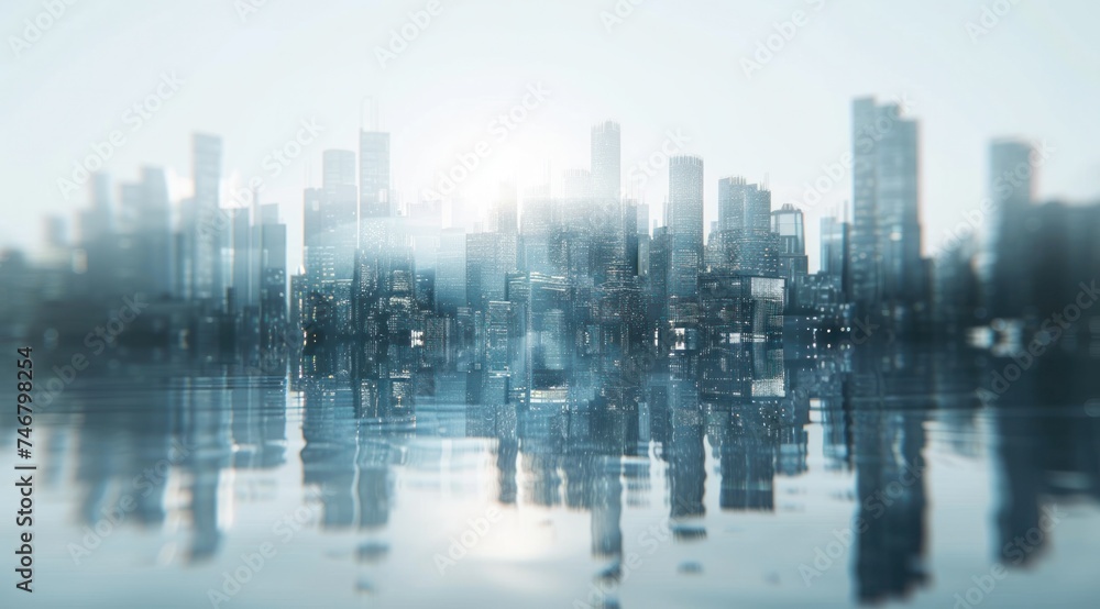 the cityscape with buildings behind it