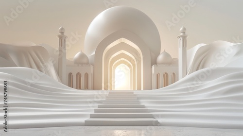 abstract minimalist background with mosque for Ramadan card with copy space