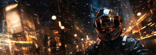 a racecar driver in a night background