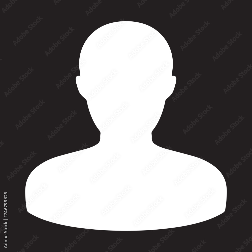 User icon vector. Profile symbol in trendy flat style. Profile vector icon illustration isolated on black background