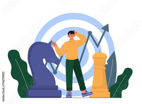 Man with business strategy vector