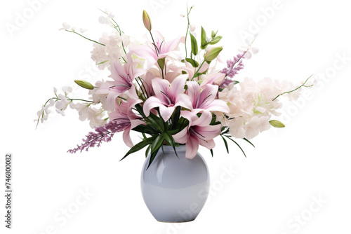 Fresh Flowers in Decorative Vase Reception Area Isolated on Transparent Background