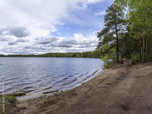 Beautiful landscape on the Vsevolozhsk Lakes, in the Leningrad region in North-West Russia photo