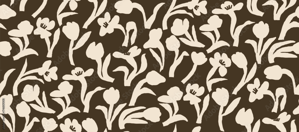 White tulip Flowers Seamless boho pattern White tulip Flowers Seamless boho pattern