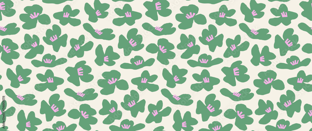 Green tulip Flowers Seamless hippie pattern Green tulip Flowers Seamless hippie pattern