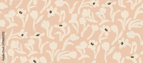 Peach fuzz tulip Flowers Seamless boho pattern