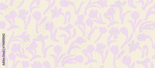 Purple tulip Flowers Seamless boho pattern