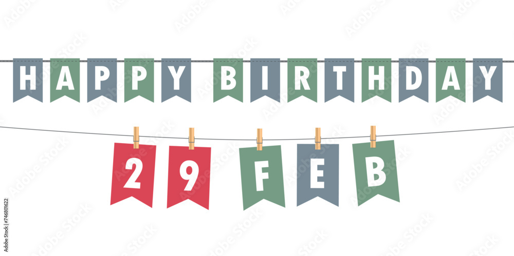 29 february party flag and confetti background vector illustration 29 february party flag and confetti background vector illustration