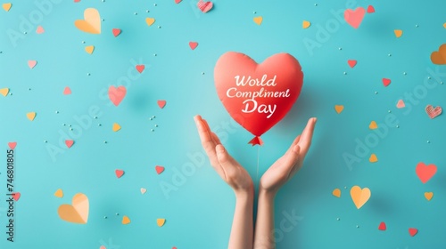 Hands Releasing Heart Balloon for World Compliment Day #746801805