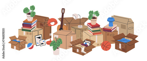 Fotografia Moving stuff in cardboard boxes