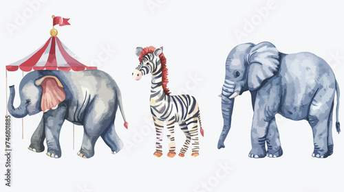 Circus watercolor nursery baby illustration animals