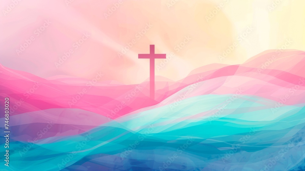 Crucifixion Of Jesus Christ Abstract christian cross colorful banner , easter and christian concept, horizontal background, copy space for text Crucifixion Of Jesus Christ Abstract christian cross colorful banner , easter and christian concept, horizontal background, copy space for text