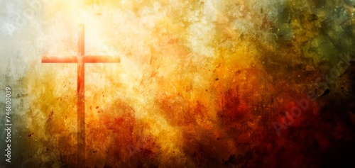 Crucifixion Of Jesus Christ Abstract christian cross colorful banner , easter and christian concept, horizontal background, copy space for text