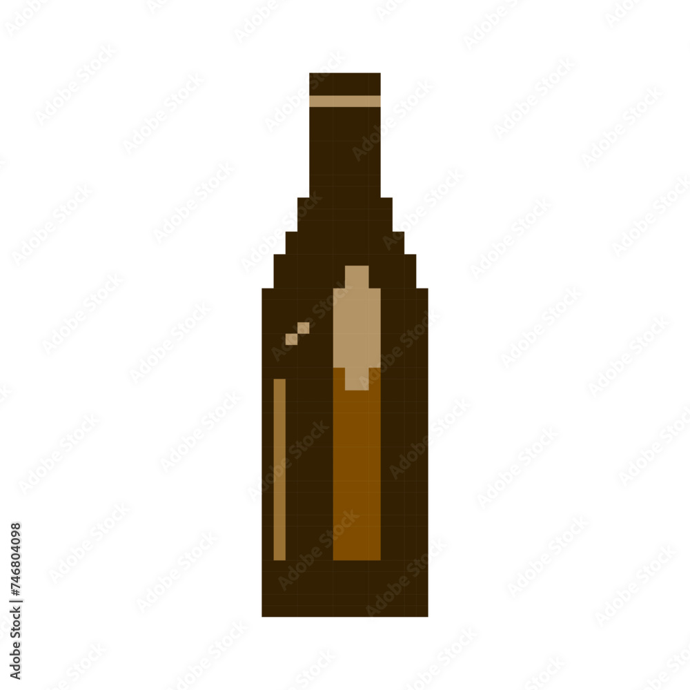 Bottle vector illustration. Bottle isolated on white background. Pixel art.