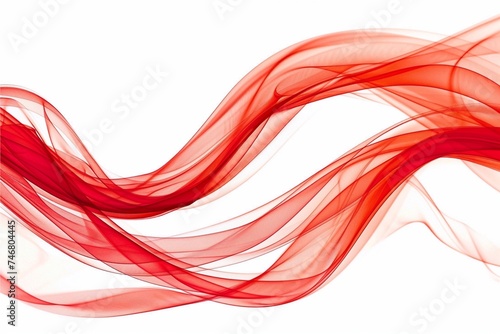 Abstract red smoke waves on white background.  illustration for your design.  Generative AI 