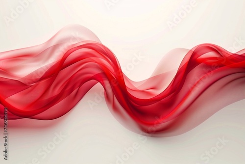 abstract red wave on white background, Generative AI